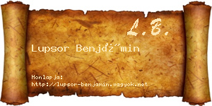 Lupsor Benjámin névjegykártya